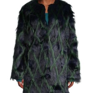💚💙🦋💎 ZADIG & VOLTAIRE NWT - “Louisy”  navy & emerald faux fur coat, size L.
